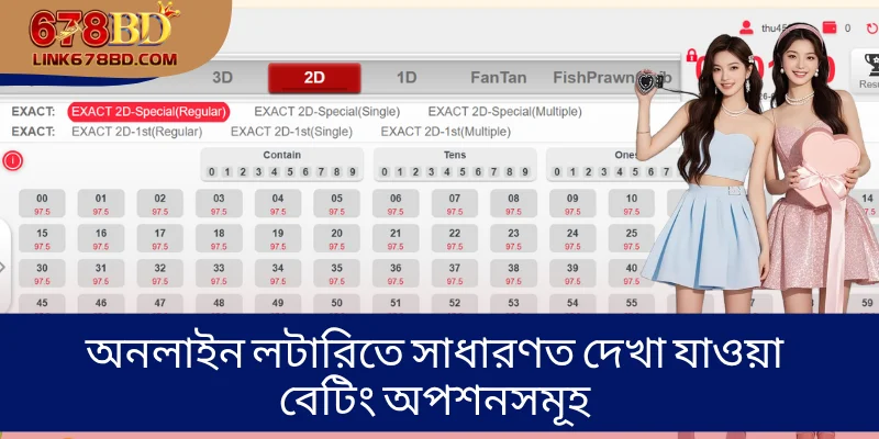 অনলাইন লটারিতে সাধারণত দেখা যাওয়া বেটিং অপশনসমূহ